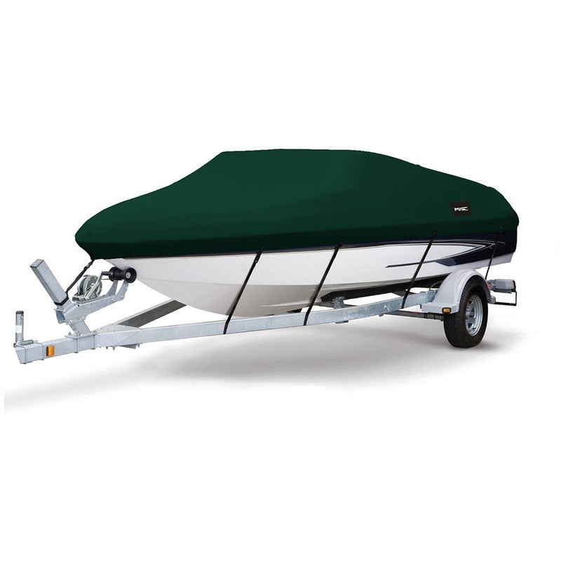 MSC Heavy Duty Oxford Ployester Made Trailerable Boat Cover,Fits V-Hull,Tri-Hull, Runabout Boat Cover (Model B - Length:14'-16' Beam Width: up to 90", Forest Green) - Image 1